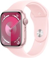 Apple Watch Series 9 (GPS) 41mm Pink Aluminum Case with Light Pink Sport Band with Blood Oxygen - S/M - Pink - Front_Zoom