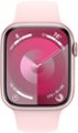Angle. Apple - Apple Watch Series 9 (GPS) 41mm Pink Aluminum Case with Light Pink Sport Band with Blood Oxygen - S/M - Pink.