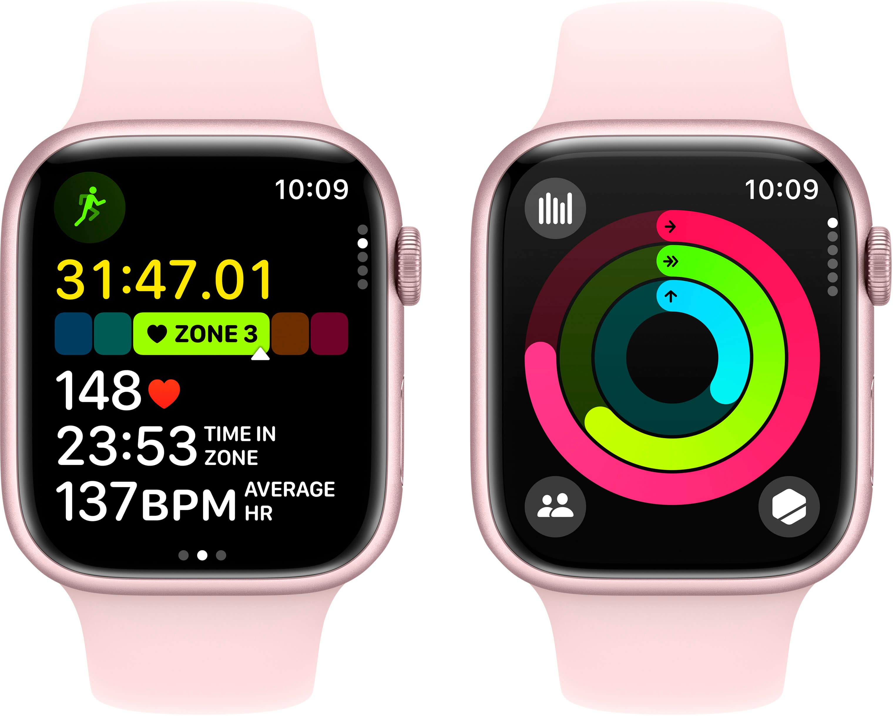 Apple Watch Series 9 (GPS) 41mm Pink Aluminum Case with Light Pink Sport  Band S/M Pink MR933LL/A - Best Buy