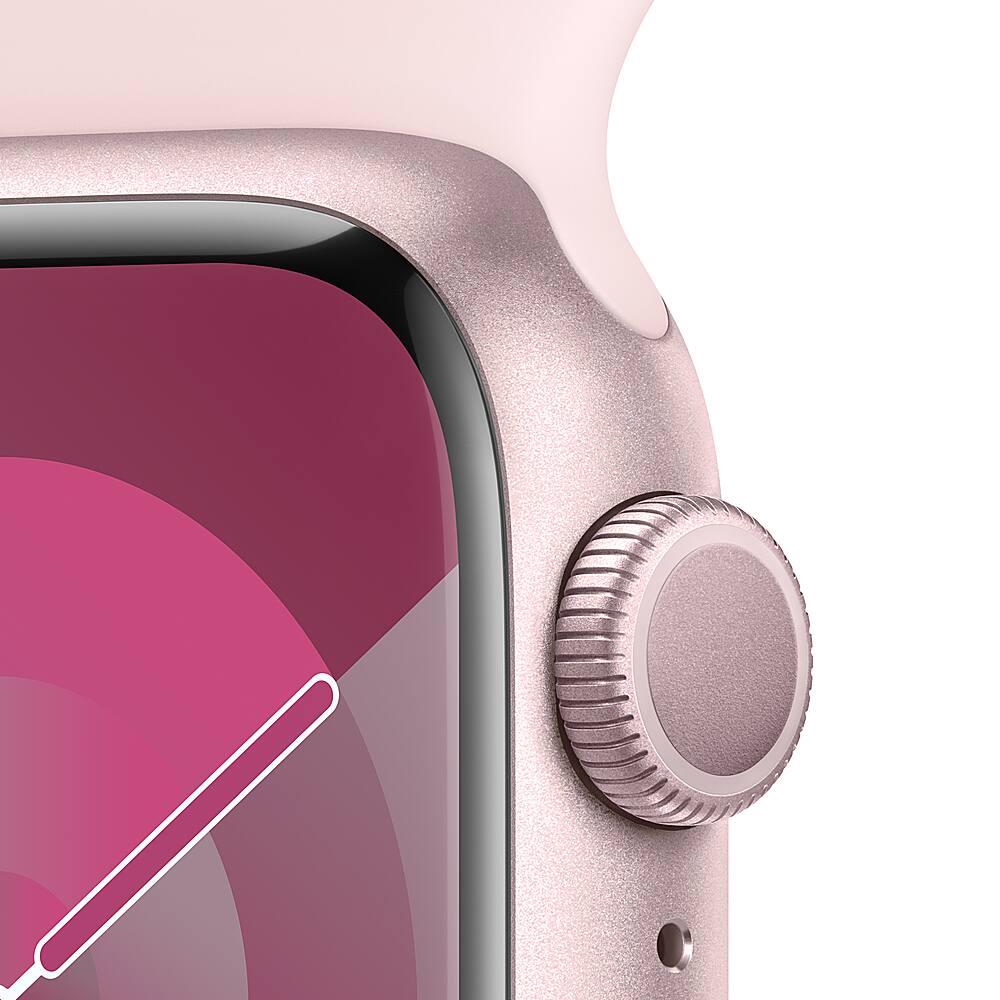 Alt View 12. Apple - Cert Refurb Watch Series 9 (GPS) 41mm Pink Aluminum Case with Light Pink Sport Band with Blood Oxygen - M/L - Pink.