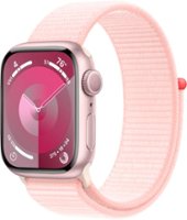 Apple Watch Series 9 (GPS) 41mm Pink Aluminum Case with Light Pink Sport Loop - Pink - Front_Zoom