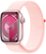 Front. Apple - Apple Watch Series 9 (GPS) 41mm Pink Aluminum Case with Light Pink Sport Loop with Blood Oxygen - Pink.