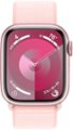 Angle. Apple - Apple Watch Series 9 (GPS) 41mm Pink Aluminum Case with Light Pink Sport Loop with Blood Oxygen - Pink.