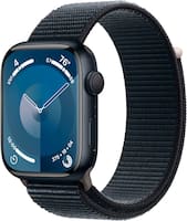 Apple Watch Series 9 (GPS) 45mm Midnight Aluminum Case with Midnight Sport Loop with Blood Oxygen - Midnight - Front_Zoom