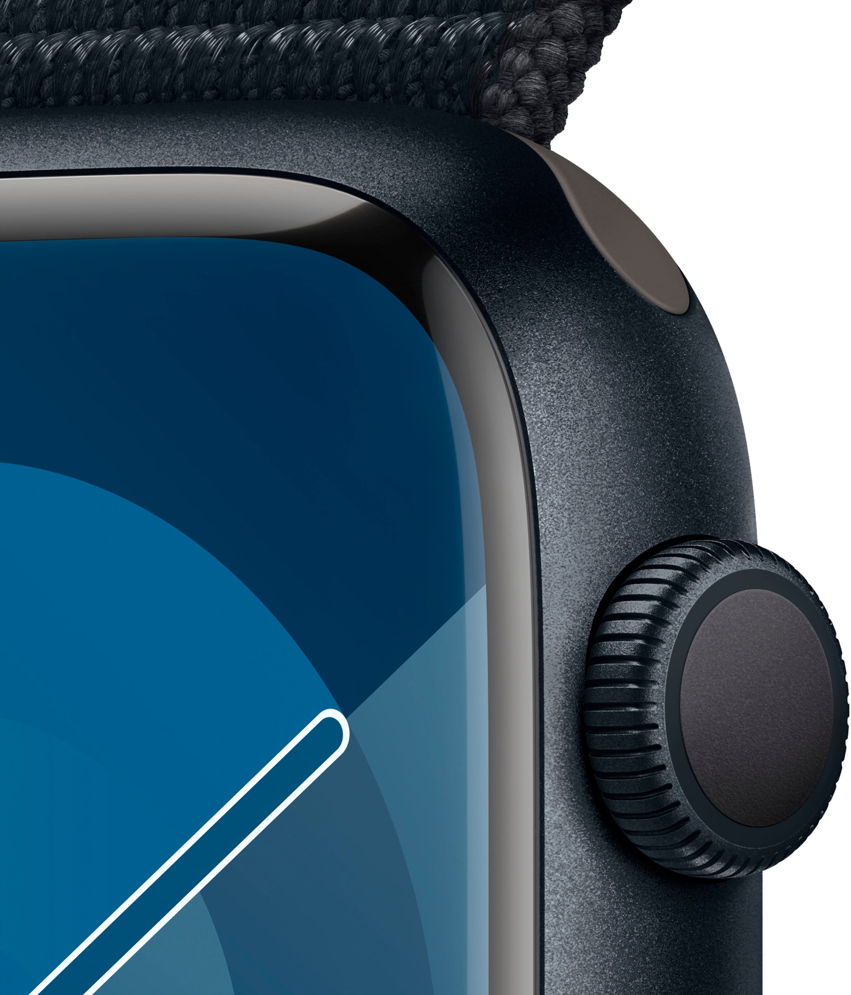 Alt View 12. Apple - Apple Watch Series 9 (GPS) 45mm Midnight Aluminum Case with Midnight Sport Loop with Blood Oxygen - Midnight.