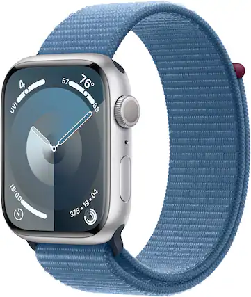 The image shows a watch face with the time of 15:00 displayed. The watch is blue and has a strap. The temperature is 76 degrees Fahrenheit, and the humidity is 57%.
