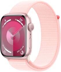 Apple Cert Refurb Watch Series 9 (GPS) 45mm Pink Aluminum Case w Light Pink Sport Loop - Pink - 2023 - Pink - (2023) - Front_Zoom