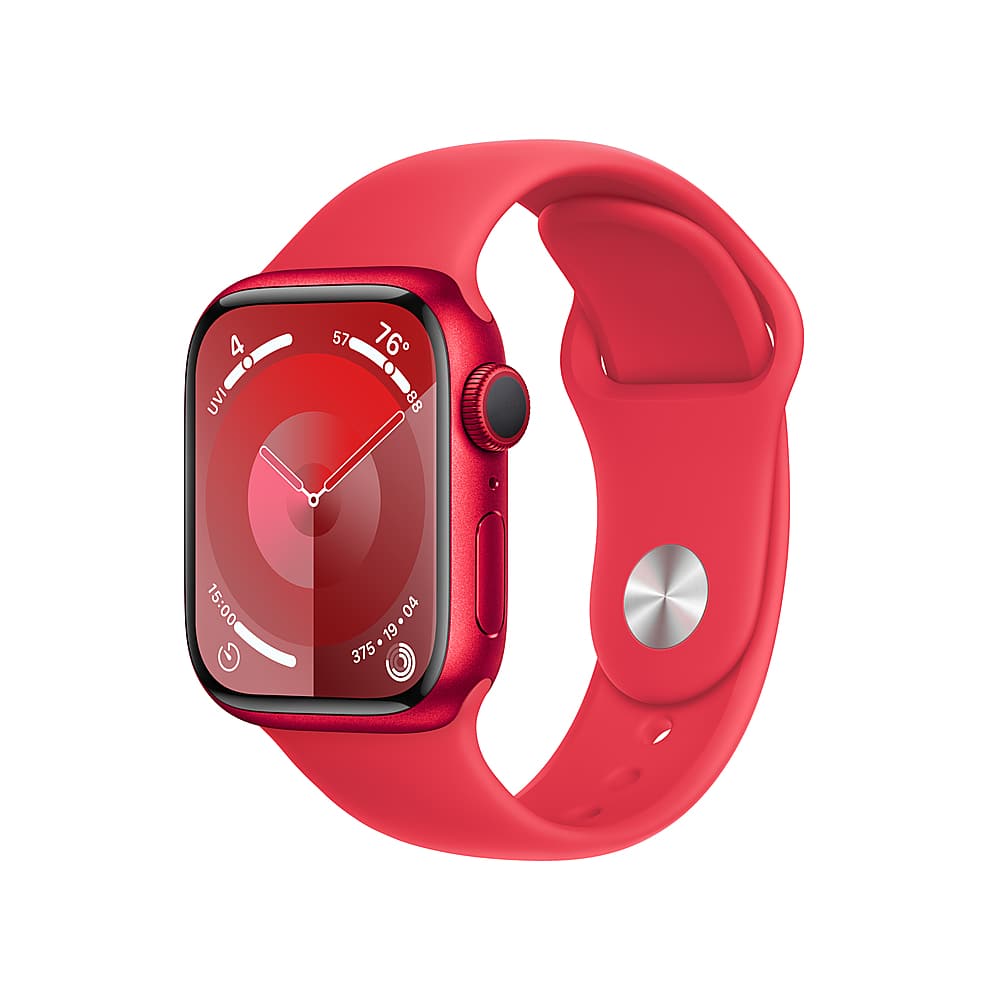 Apple Watch Series 9 (GPS) 41mm (PRODUCT)RED Aluminum Case with (PRODUCT)RED Sport Band with Blood Oxygen - S/M - (PRODUCT)RED - (2023) - Front_Zoom
