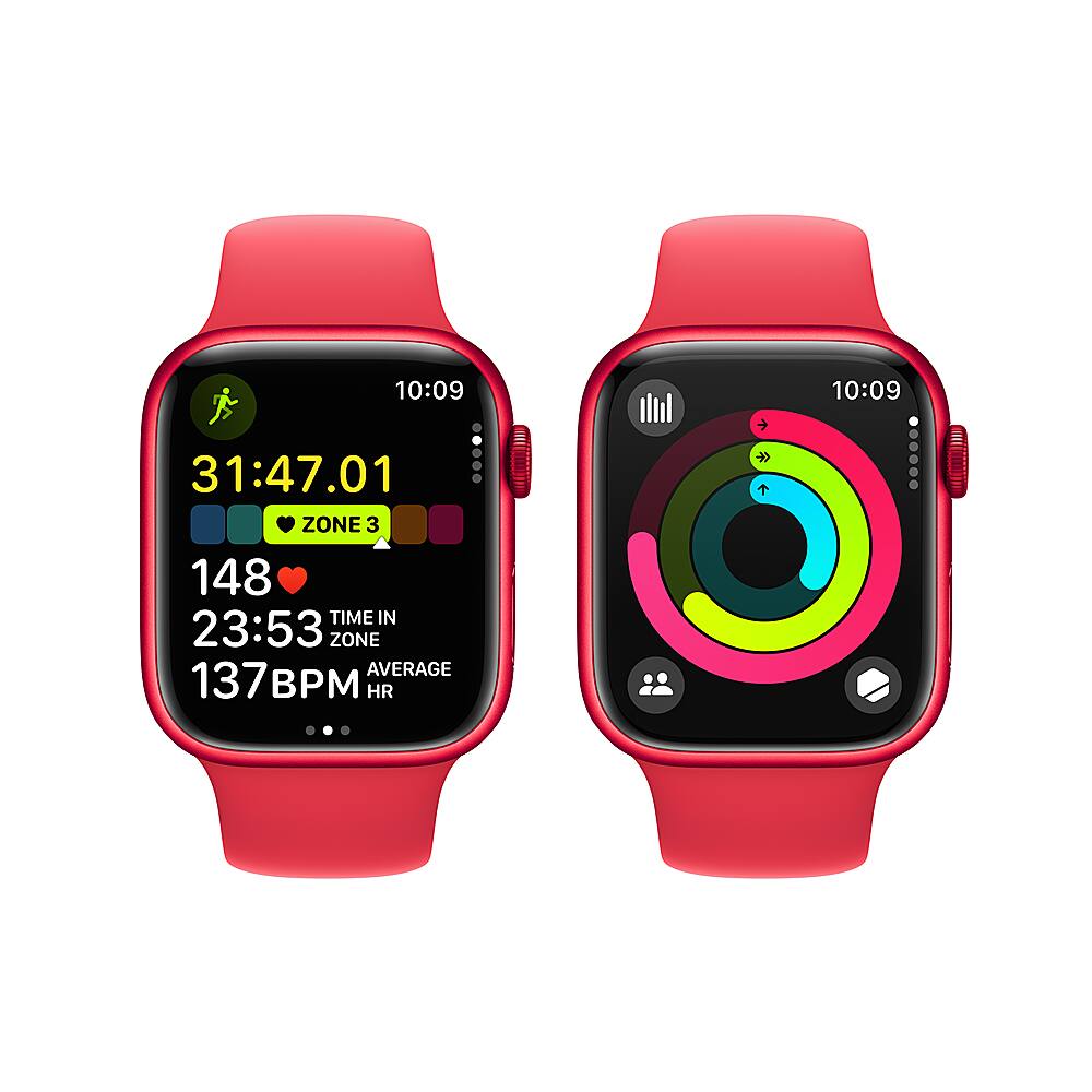 Alt View 17. Apple - Apple Watch Series 9 (GPS) 45mm (PRODUCT)RED Aluminum Case with (PRODUCT)RED Sport Band with Blood Oxygen - S/M - (PRODUCT)RED.