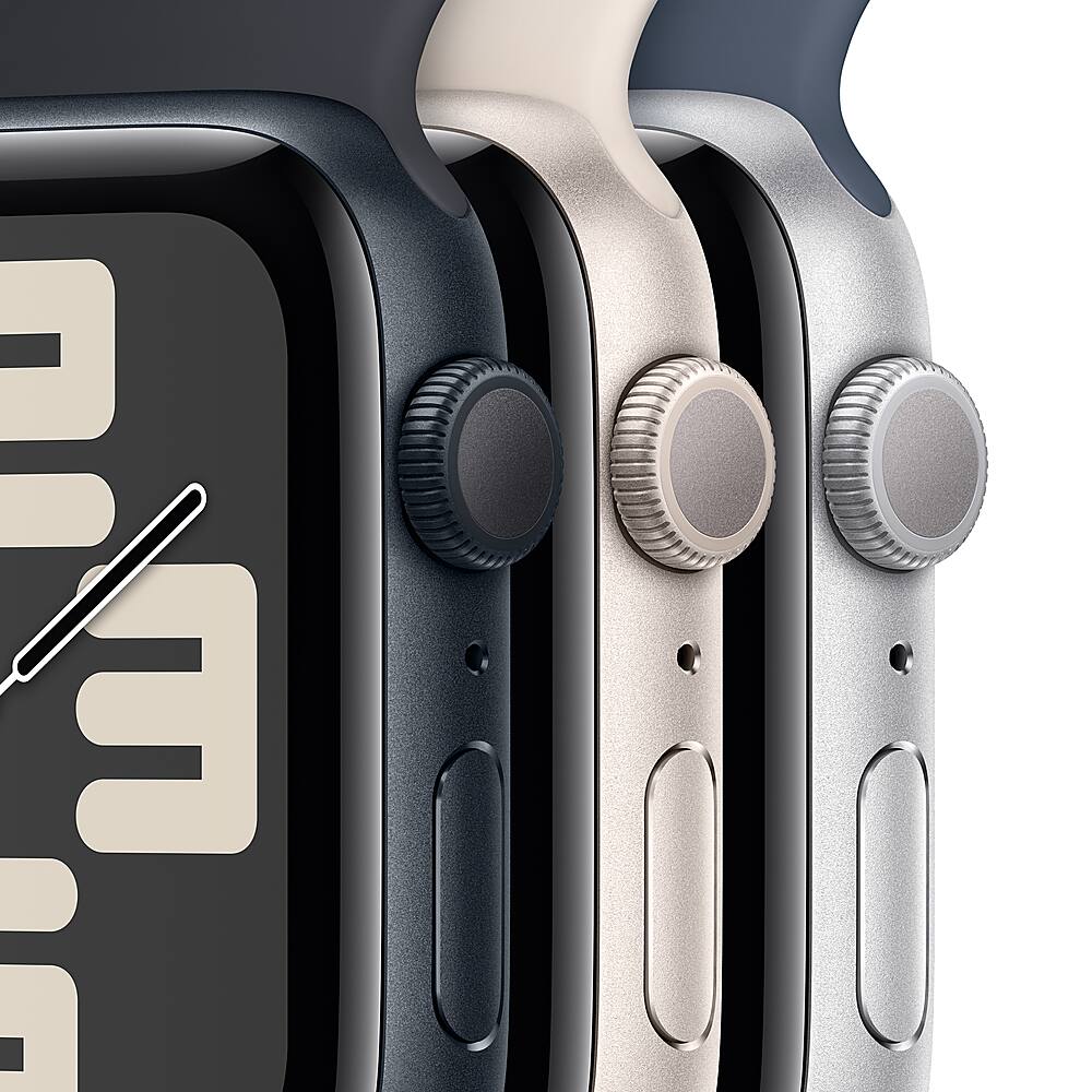 Alt View 12. Apple - Refurbished Apple Watch SE 2nd Generation (GPS) 40mm Starlight Aluminum Case with Starlight Sport Band - S/M - Starlight.