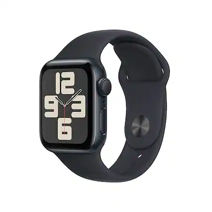 Front. Apple - Refurbished Apple Watch SE 2nd Generation (GPS) 40mm Midnight Aluminum Case with Midnight Sport Band - S/M - Midnight.