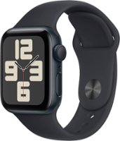 Apple Watch SE 2nd Generation (GPS) 40mm Midnight Aluminum Case with Midnight Sport Band - M/L - Midnight - Front_Zoom
