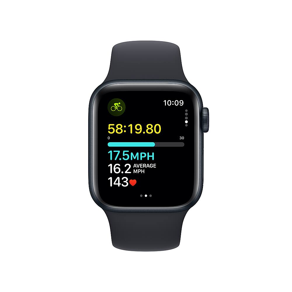Alt View 15. Apple - Apple Watch SE 2nd Generation (GPS) 40mm Midnight Aluminum Case with Midnight Sport Band - M/L - Midnight.