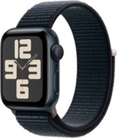 Apple Watch SE 2nd Generation (GPS) 40mm Midnight Aluminum Case with Midnight Sport Loop - Midnight - Front_Zoom