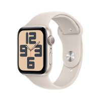 Apple Watch SE 2nd Generation (GPS) 44mm Starlight Aluminum Case with Starlight Sport Band - S/M - Starlight - Front_Zoom