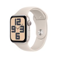 Apple Watch SE 2nd Generation (GPS) 44mm Starlight Aluminum Case with Starlight Sport Band - M/L - Starlight - Front_Zoom