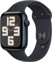 Apple Watch SE 2nd Generation (GPS) 44mm Midnight Aluminum Case with Midnight Sport Band - S/M - Midnight - Front_Zoom