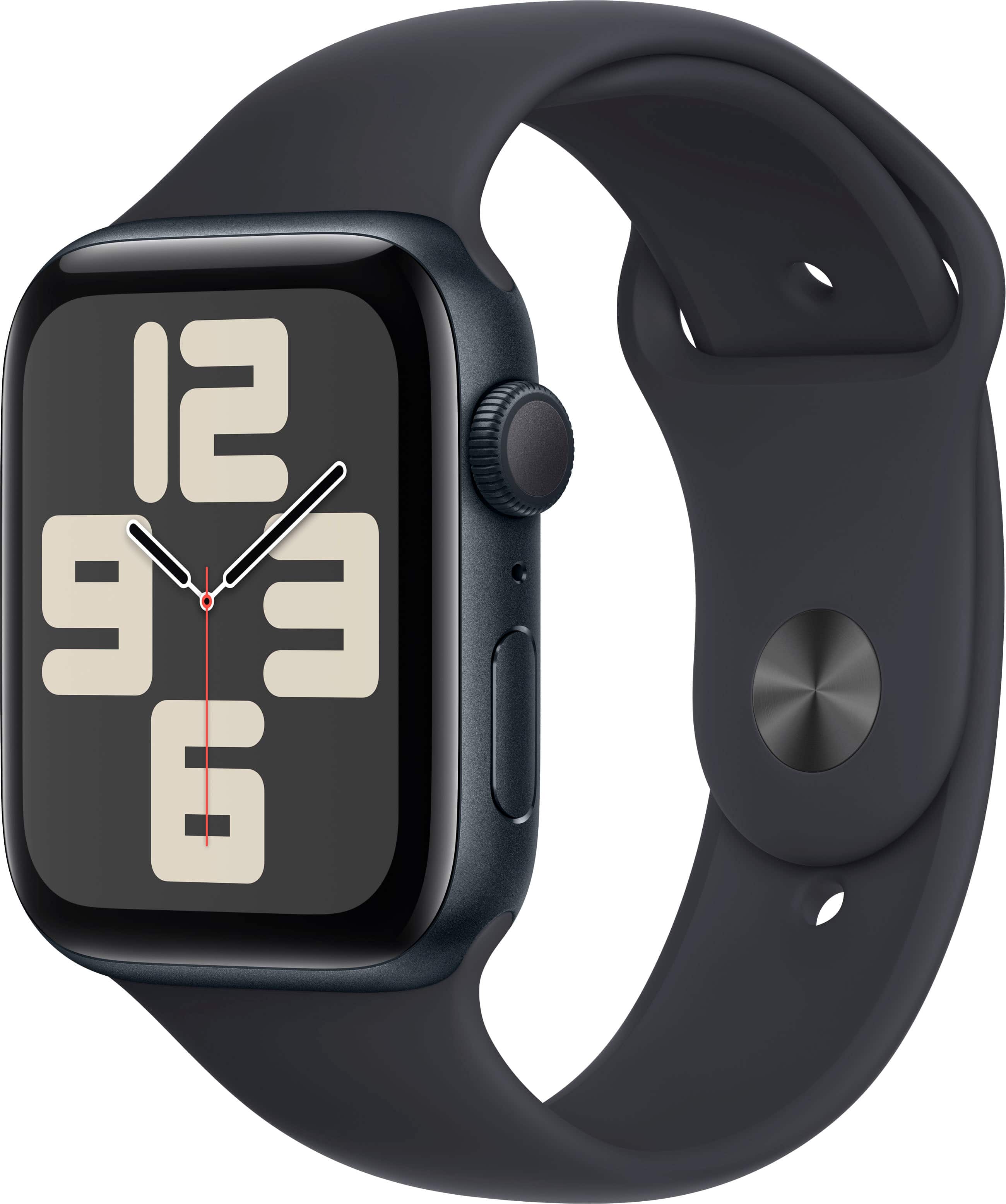 Apple Watch SE 2nd Generation (GPS) 44mm Midnight Aluminum Case with Midnight Sport Band - M/L - Midnight - (2022) - Front_Zoom