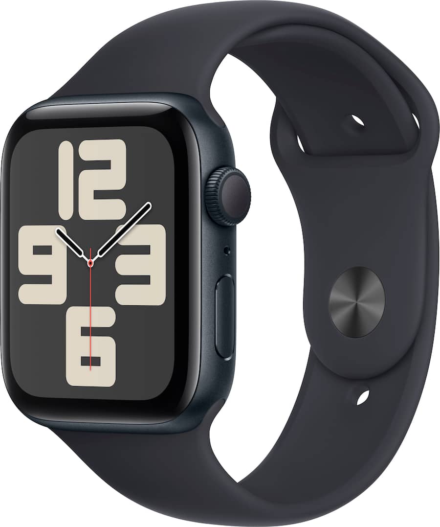 Apple Watch SE 2nd Generation GPS 44mm Midnight Aluminum Case with Midnight Sport Band M L Midnight 2022 MRE93LL A Open Box Best Buy