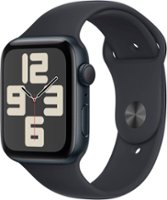 Apple Watch SE 2nd Generation (GPS) 44mm Midnight Aluminum Case with Midnight Sport Band - M/L - Midnight - Front_Zoom