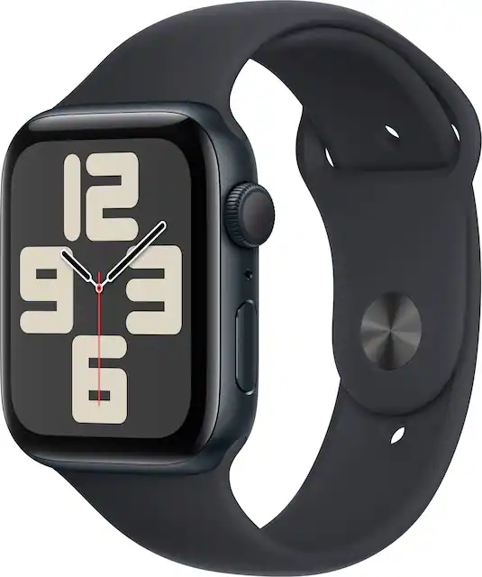 Apple Watch SE 2nd Generation GPS 44mm Midnight Aluminum Case with Midnight Sport Band M L Midnight MRE93LL A Best Buy