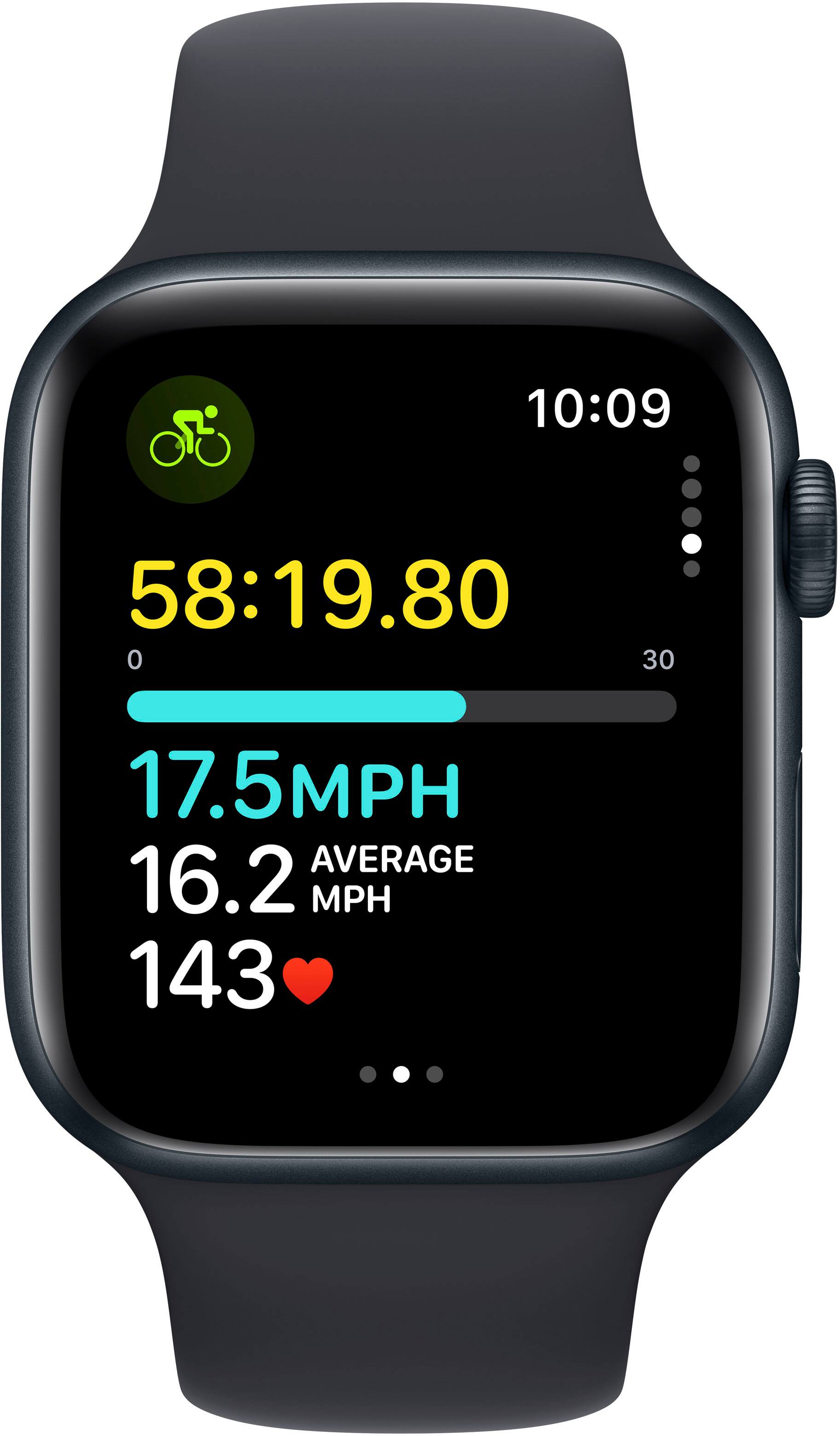 Alt View 15. Apple - Apple Watch SE 2nd Generation (GPS) 44mm Midnight Aluminum Case with Midnight Sport Band - M/L - Midnight.