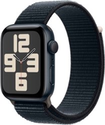 Apple Watch SE 2nd Generation (GPS) 44mm Midnight Aluminum Case with Midnight Sport Loop - Midnight - Front_Zoom