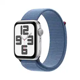 Apple Watch SE 2nd Generation (GPS) 44mm Silver Aluminum Case with Winter Blue Sport Loop - Silver - (2022)