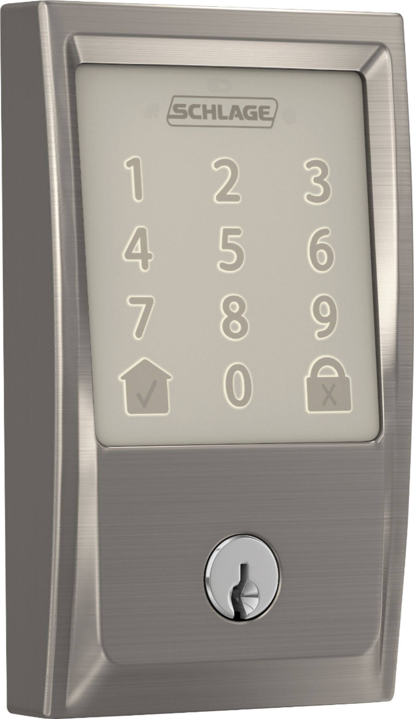 Angle. Schlage - Encode Wi-Fi Touch Screen Deadbolt - Satin Nickel.