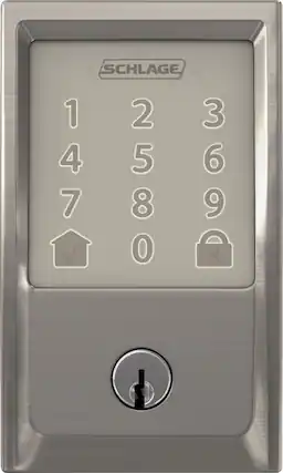 Front. Schlage - Encode Wi-Fi Touch Screen Deadbolt - Satin Nickel.