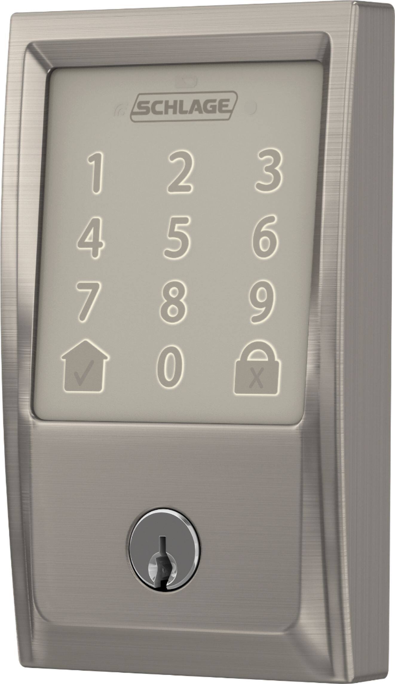 Left. Schlage - Encode Wi-Fi Touch Screen Deadbolt - Satin Nickel.