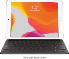 Front. Apple - Smart Keyboard for iPad (7th Generation), iPad 10.2" (9th Generation), iPad Air (3rd Generation), and 10.5-inch iPad Pro - Black.