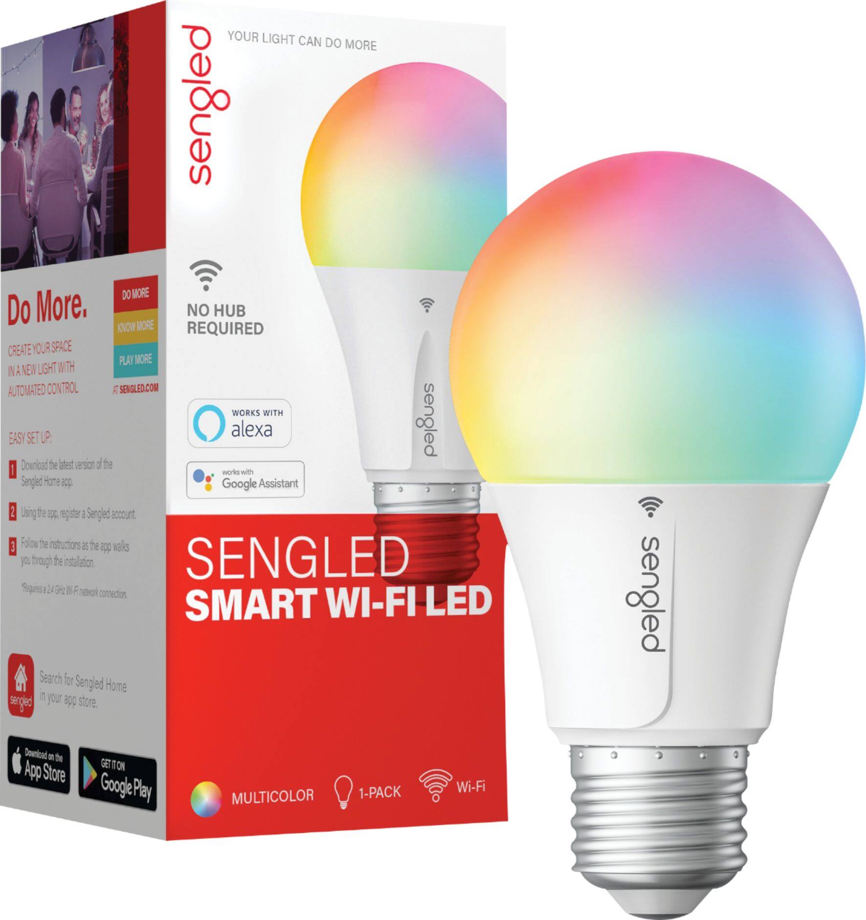 Alt View 11. Sengled - Smart Wi-Fi LED A19 Bulb - Multicolor.