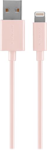 Dynex™ - 3' MFi Lightning Cable for Apple® iPhone, iPad, or iPod - Pink Sand