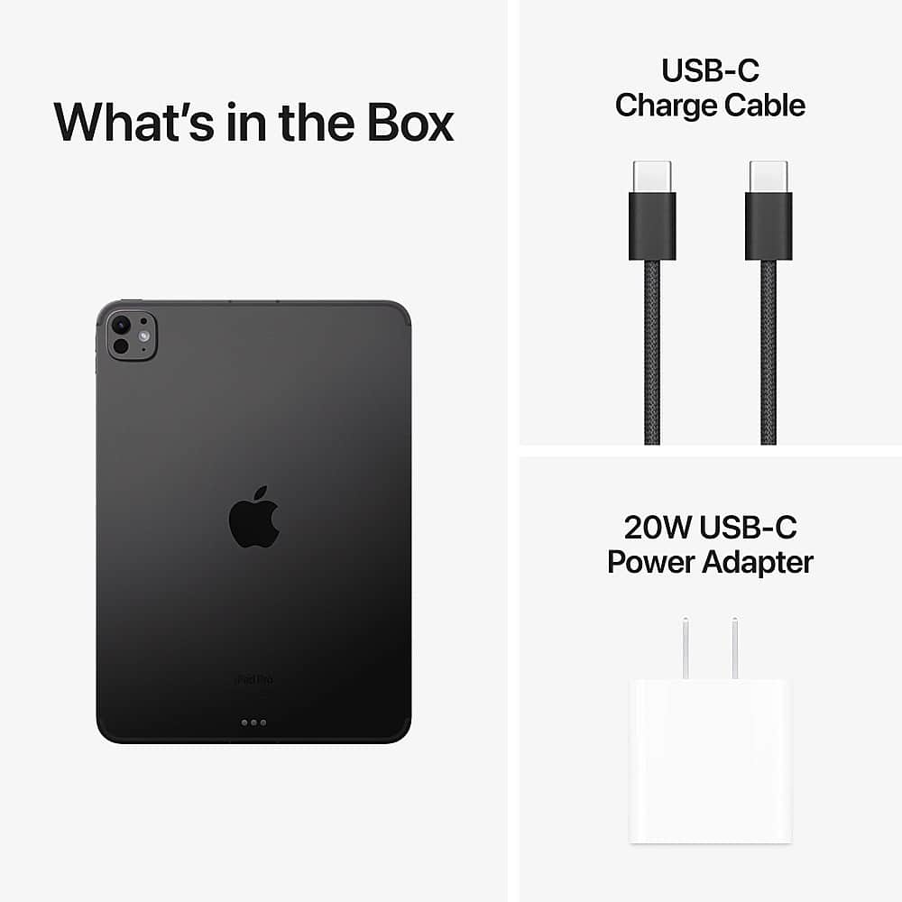 What's in the Box: USB-C Charge Cable, 20W USB-C Power Adapter, and Peak Performance Charging Cable.