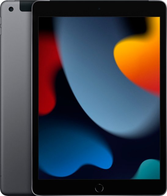 Front. Apple - 10.2-Inch iPad (9th Generation) with Wi-Fi + Cellular - 64GB - Space Gray.