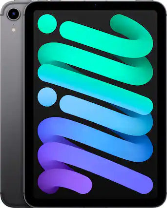 Front. Apple - iPad mini (6th Generation) Wi-Fi + Cellular - 64GB - Space Gray.