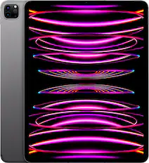 Front. Apple - Geek Squad Certified Refurbished 12.9-Inch iPad Pro (6th Generation) M2 Wi-Fi + Cellular - 128GB - Space Gray.