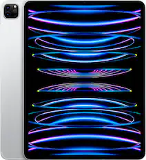 Front. Apple - Geek Squad Certified Refurbished 12.9-Inch iPad Pro (6th Generation) M2 chip Wi-Fi + Cellular - 256GB - Silver.