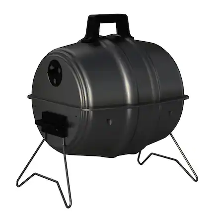 Front. Americana Grills - Americana Grills Keg A Que Charcoal BBQ Portable Grill, 186 Square Inch, Black - Black.