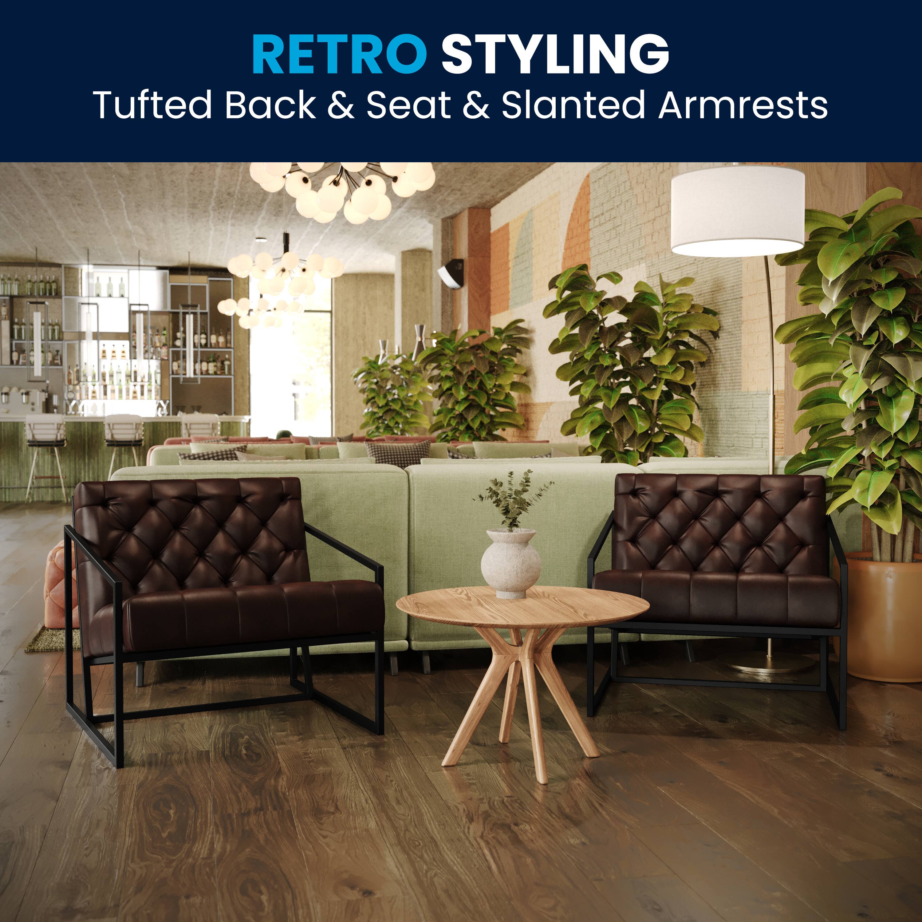 RETRO STYLING  
Tufted Back & Seat & Slanted Armrests