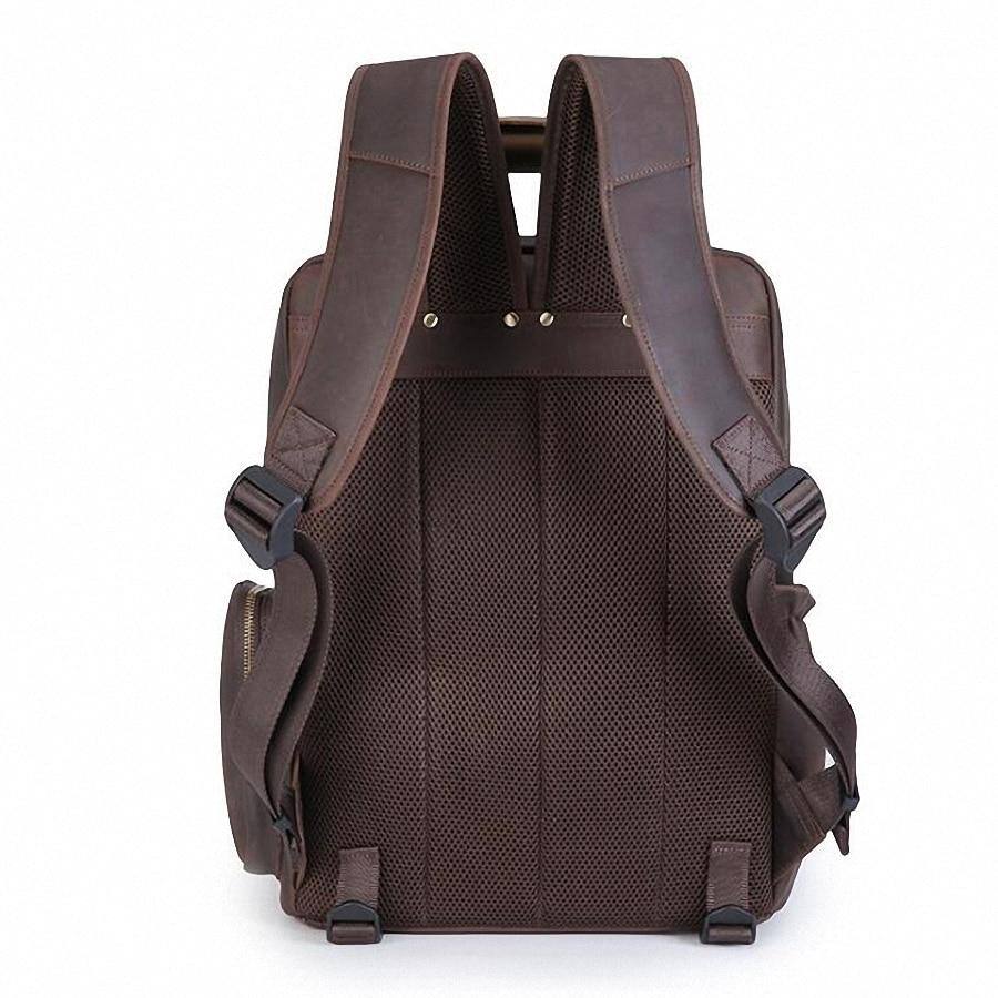 Alt View 1. Steel Horse Leather - The Gaetano | Large Leather Backpack Camera Bag - Dark Brown.