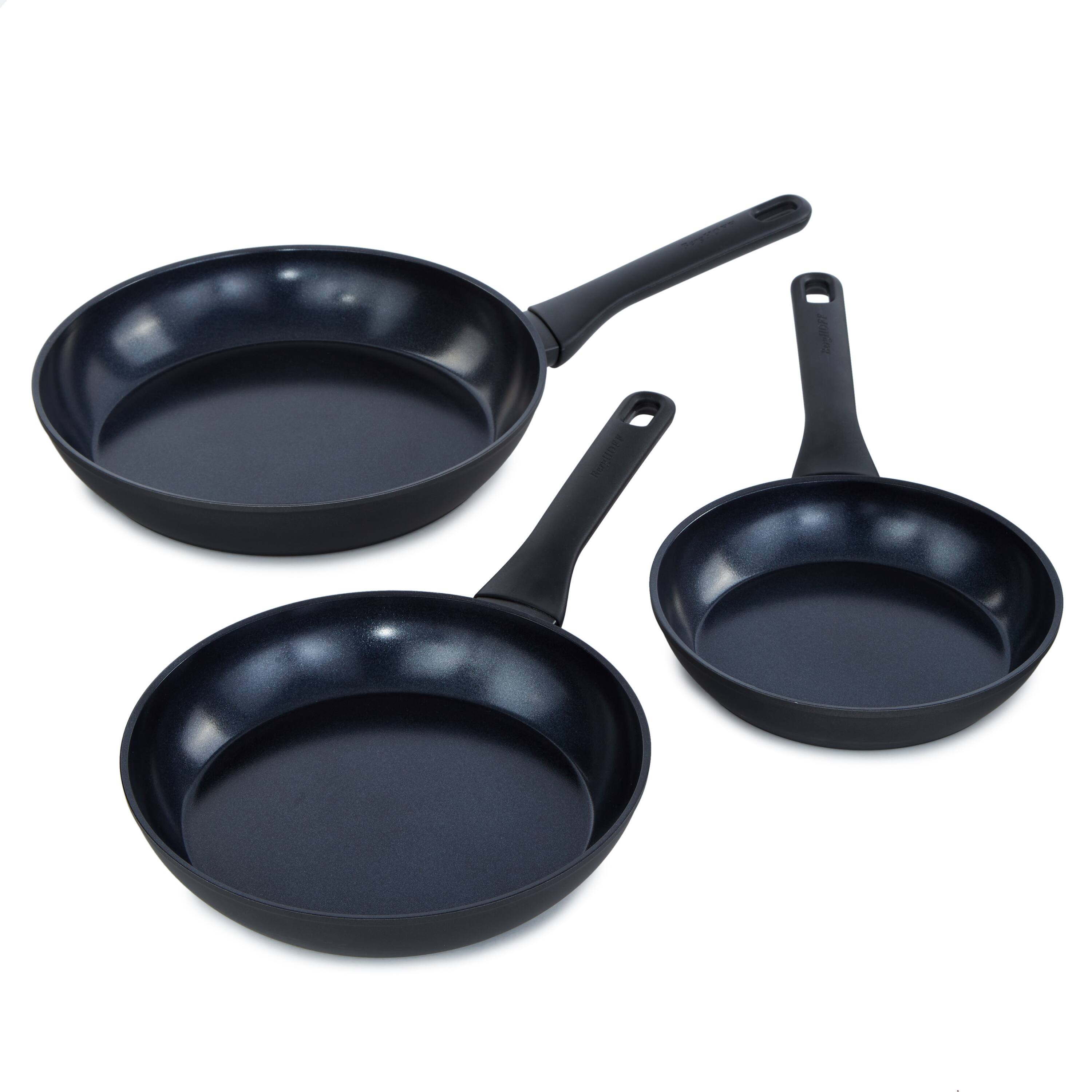 Angle. BergHOFF - BergHOFF DiNA Helix 3pc Nonstick Ceramic Fry Pan Set - Black.