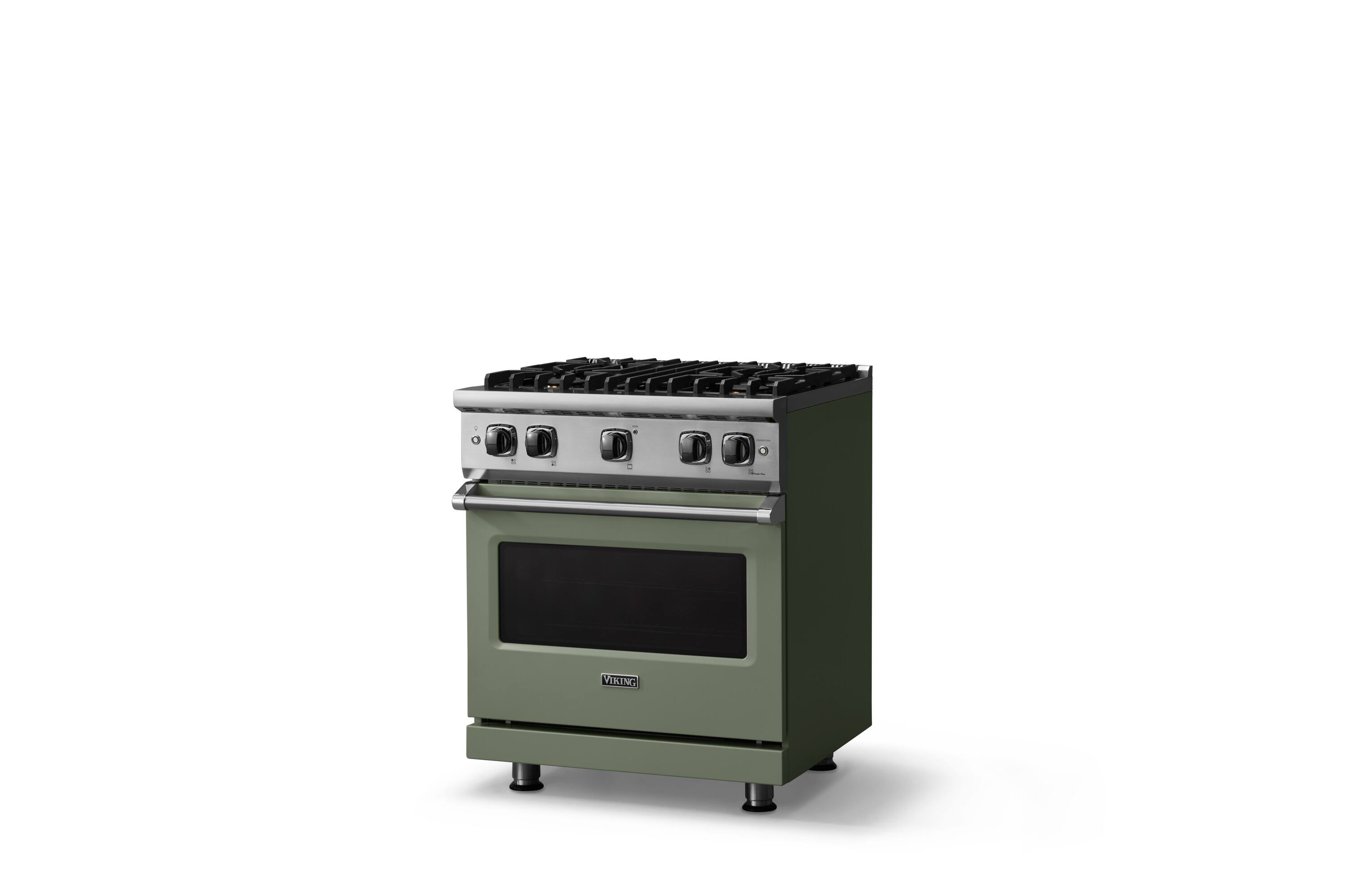 Angle. Viking - 5-Series Gas Sealed Burner Range - Eucalyptus.