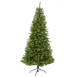 BreeBe - 6.5’ Valley Fir Christmas Tree w/350 Clear LED Lights - Green