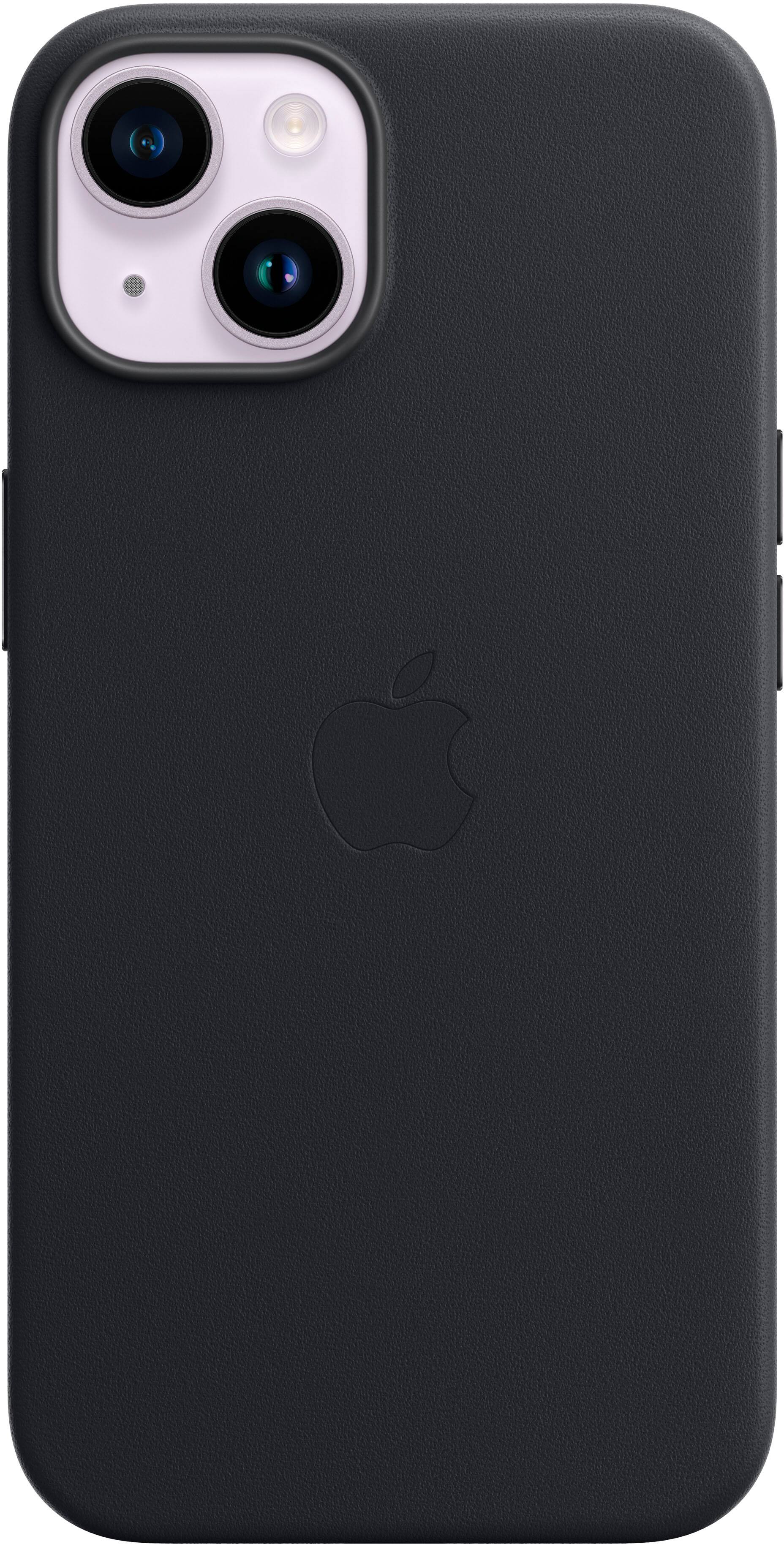 Angle. Apple - iPhone 14 Leather Case with MagSafe - Midnight.
