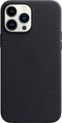 Apple - iPhone 13 Pro Max Leather Case with MagSafe - Midnight - Front_Zoom