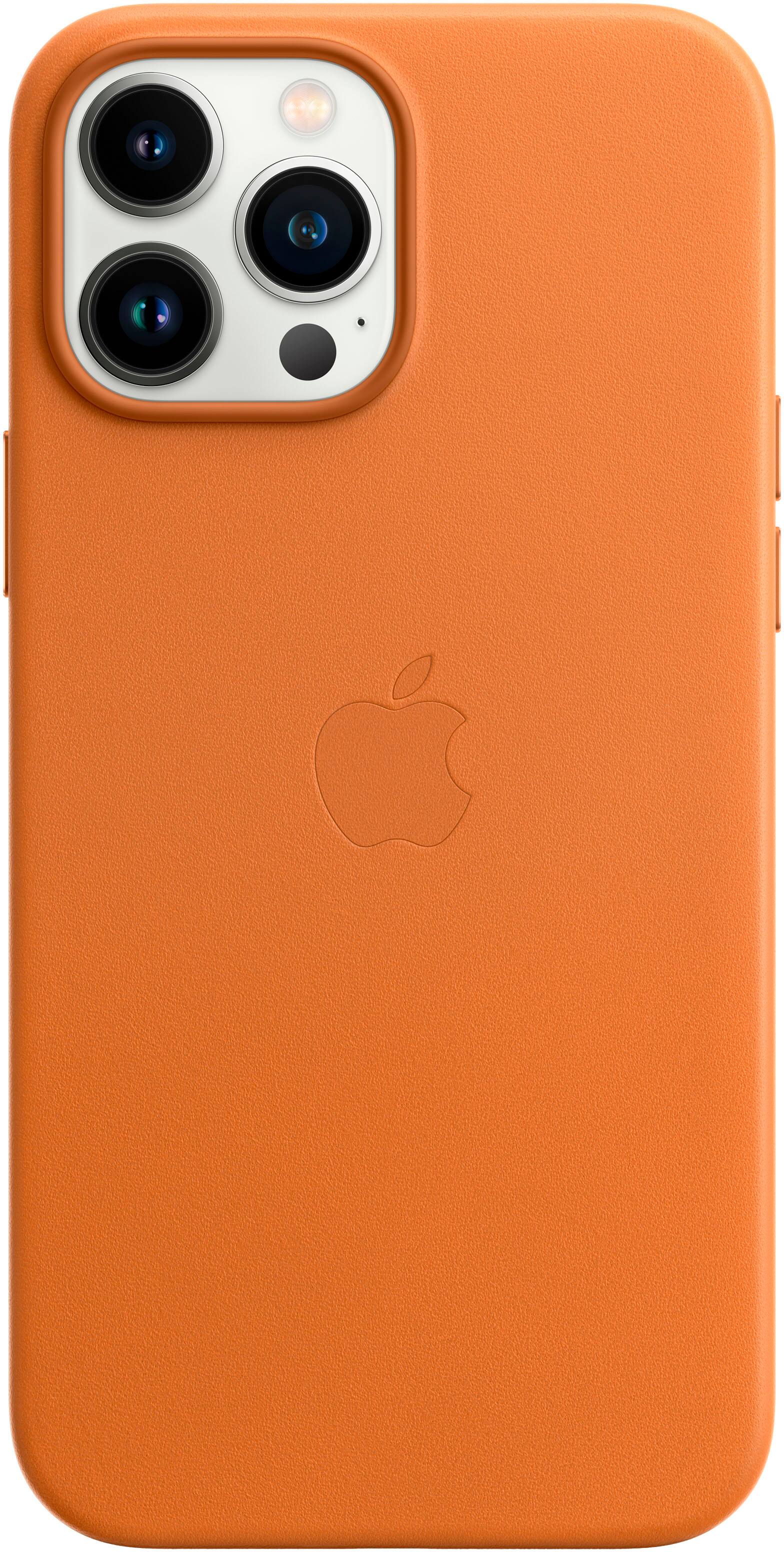 Front. Apple - iPhone 13 Pro Max Leather Case with MagSafe - Golden Brown.