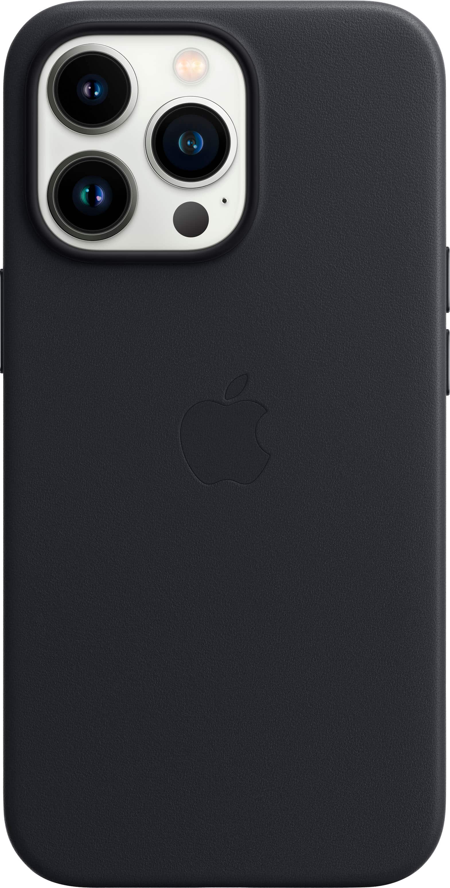 Front. Apple - iPhone 13 Pro Leather Case with MagSafe - Midnight.