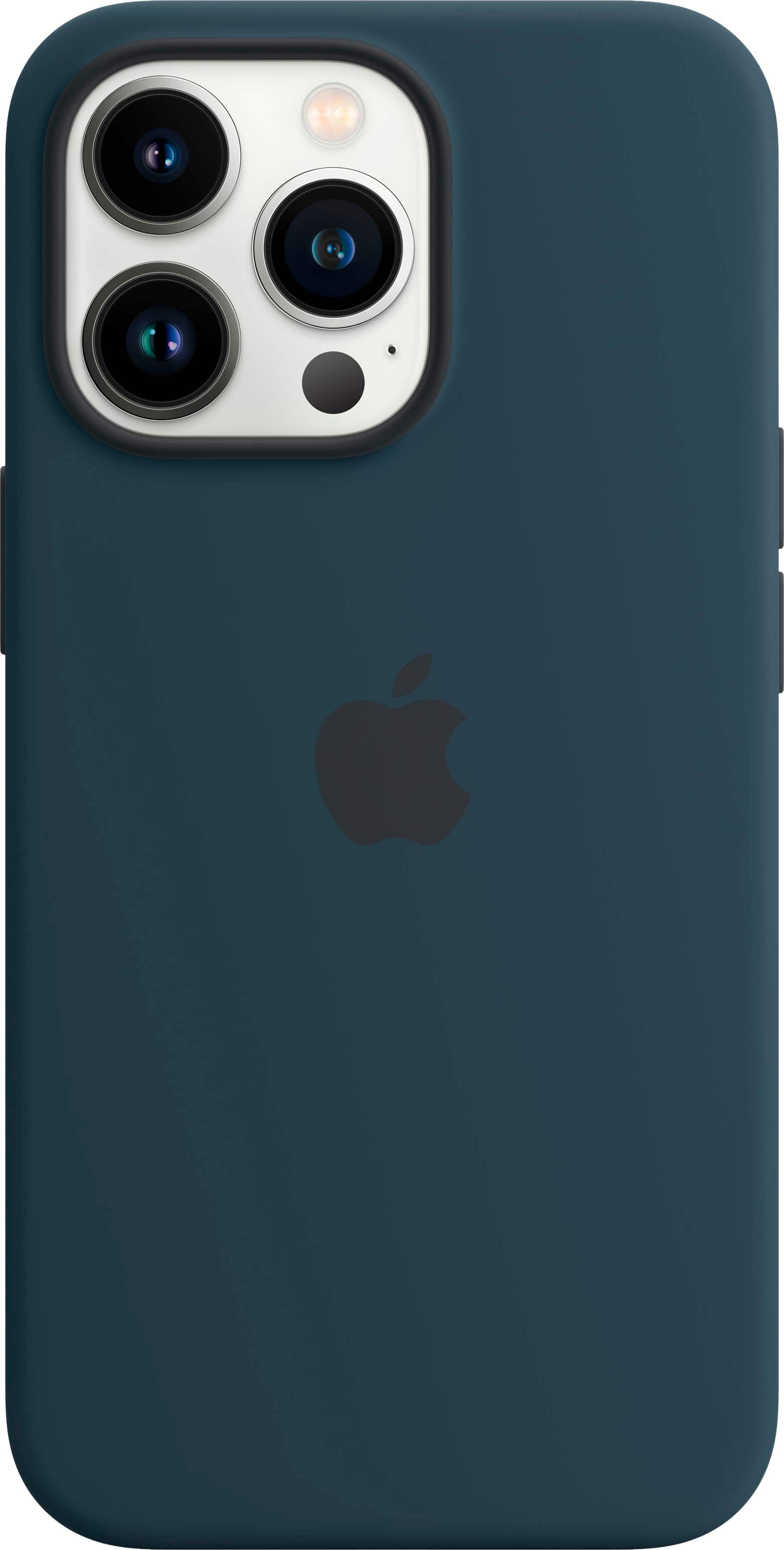 Front. Apple - iPhone 13 Pro Silicone Case with MagSafe - Abyss Blue.